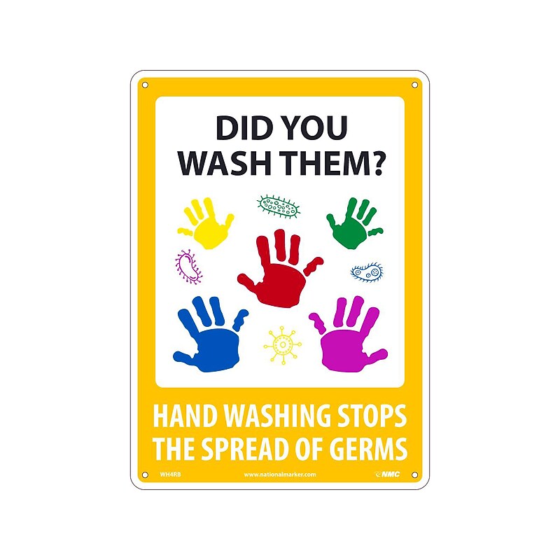 National Marker Wall Sign, "Did You Wash Them?," Plastic, 14" x 10", Multicolor (WH4RB) image 1
