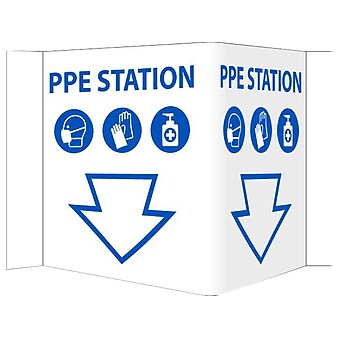 National Marker 3D Wall Sign, "PPE Station," 6" x 9", White/Blue (VS56)