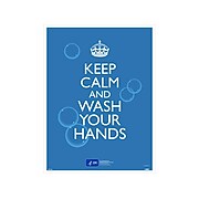 National Marker Poster, "Keep Calm and Wash Your Hands," 24" x 18", Blue/White (PST156)
