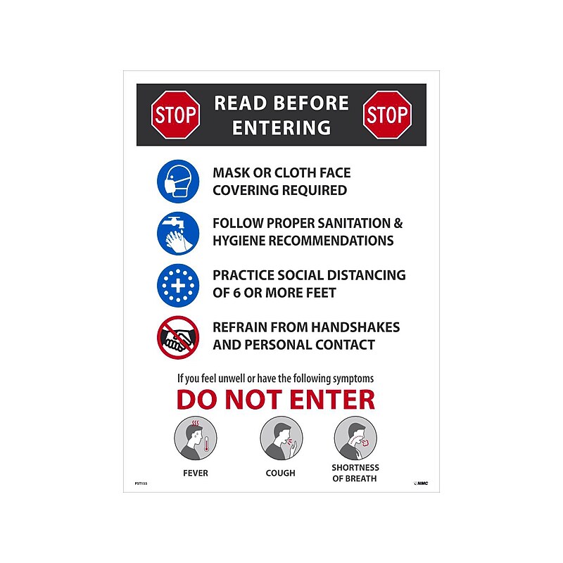 National Marker Poster, "Stop. Read Before Entering," 24" x 18", Multicolor (PST155) image 1