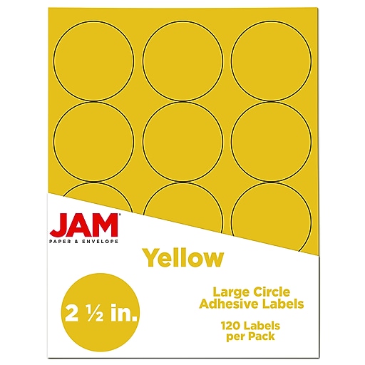 jam paper round circle label sticker seals 25 inch diameter yellow