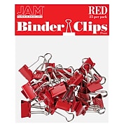 JAM Paper® Colorful Binder Clips, Small, 3/4 Inch (19mm), Red Binderclips, 25/Pack (334BCRE)