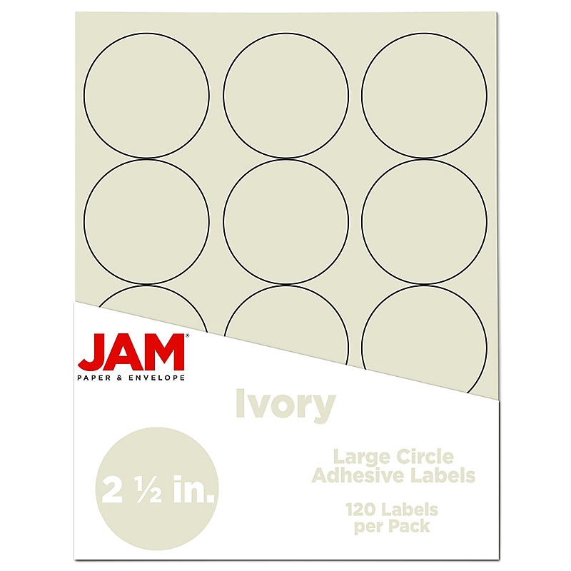 JAM Paper Round Label Sticker Seals, 2.5" Diameter, Ivory, 12 Labels/Sheet, 10 Sheets/Pack (147628590) image 1