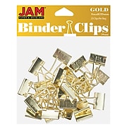 JAM Paper Colorful Small Binder Clips, 3/8" Capacity, Gold, 25/Pack (334BCgo)