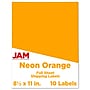 JAM Paper Shipping Labels, 8 1/2" x 11", Neon Orange, 1 Label/Sheet, 10 Labels/Pack (337628613)~#|#~sp93880973_sc7
