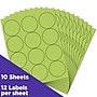 JAM Paper Round Label Sticker Seals, 2.5" Diameter, Lime Green, 12 Labels/Sheet, 10 Sheets/Pack, (147628589)~#|#~sp93881060_sc7