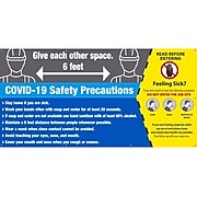 National Marker Mesh Banner, "COVID-19 Safety Precautions," 5' x 10', Gray/Blue/Yellow (BT562)