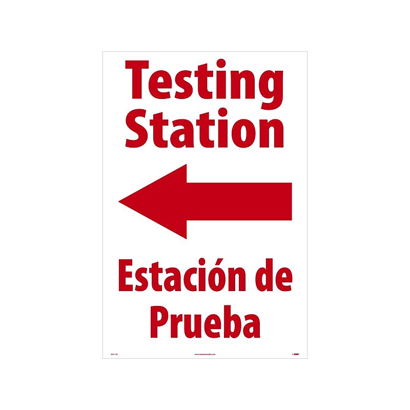 National Marker A-Frame Sign, "Testing Station Left," 36" x 24", White/Red (SFS110C) image 1