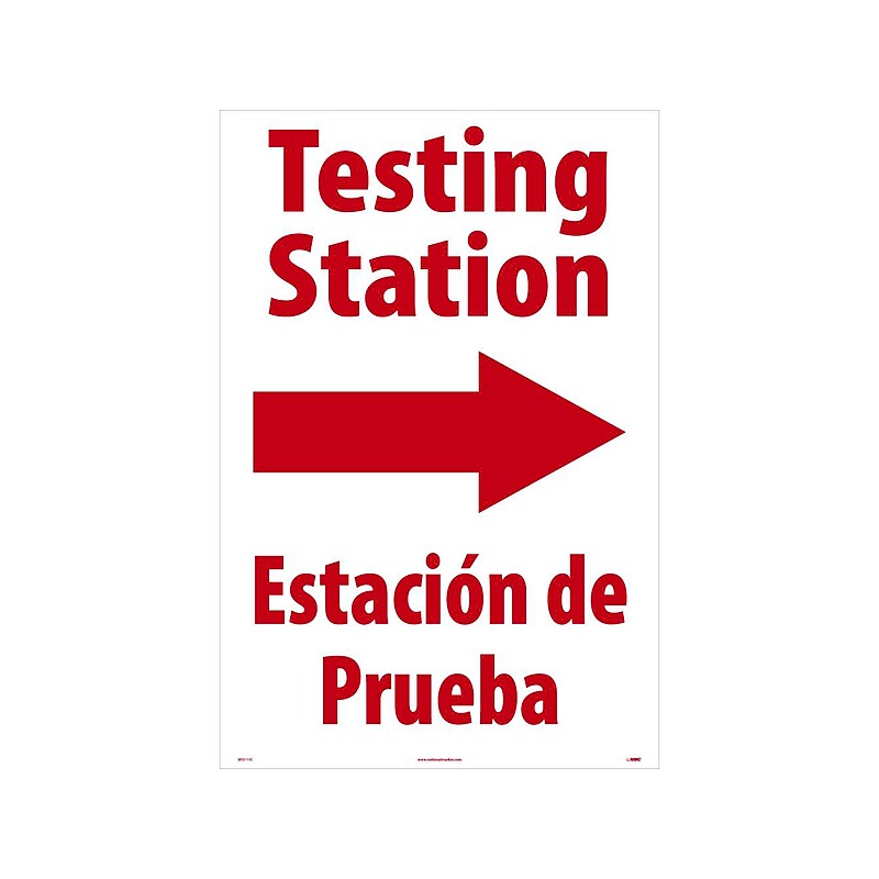 National Marker A-Frame Sign, "Testing Station Right," 36" x 24", White/Red (SFS111C) image 1