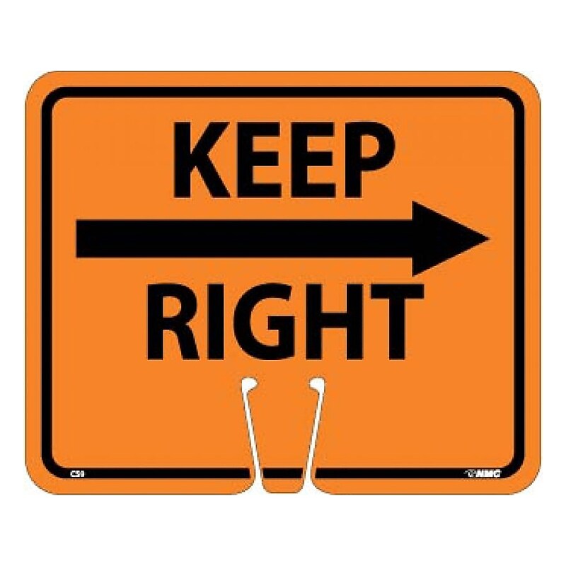 National Marker Cone Top, "Keep Right," 10.38" x 12.63", Orange (CS9) image 1