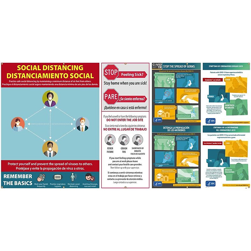 National Marker Vinyl Banner, "Social Distancing," 61" x 120", Multicolor (BT568) image 1
