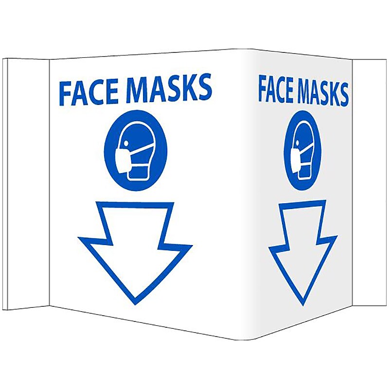 National Marker 3D Wall Sign, "Face Masks," 6" x 9", White/Blue (VS55) image 1