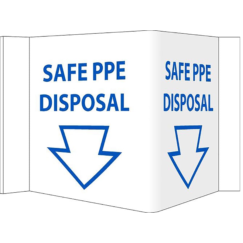 National Marker 3D Wall Sign, "Safe PPE Disposal," 6" x 9", White/Blue (VS57) image 1