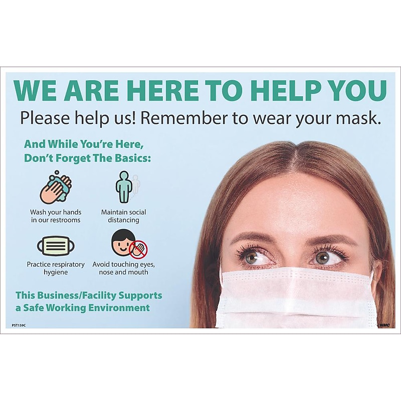 National Marker Vinyl Poster, "We are Here to Help You," 12" x 18", Multicolor (PST159C) image 1