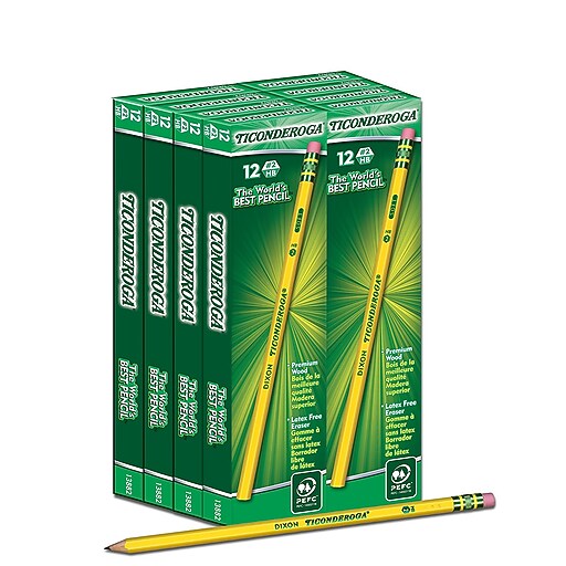 Ticonderoga The World's Best Pencil Wooden Pencils, No. 2 Soft Lead, 96