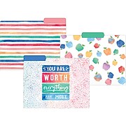 Teacher Created Resources Watercolor File Folders, 3-Tab, 11.75" x 9.5", Assorted Colors, 12/Pack, 2/Bundle (TCR8541)