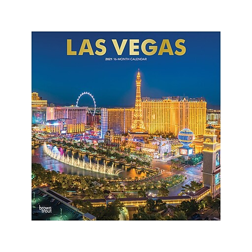 2021 BrownTrout 12" x 12" Wall Calendar, Las Vegas, Multicolor