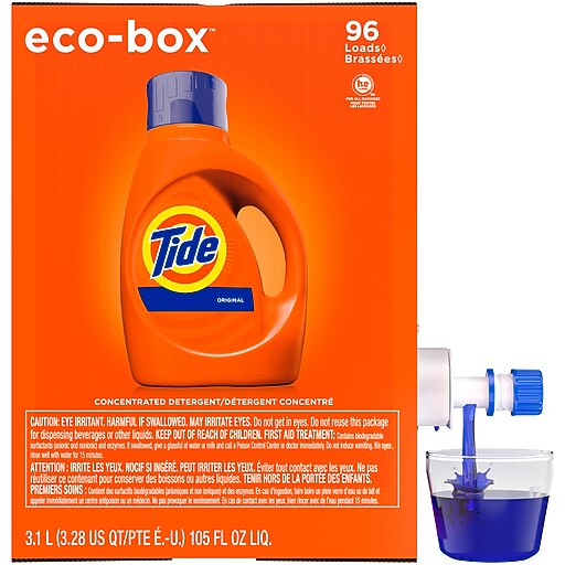 Tide Liquid Laundry Detergent EcoBox, Original Scent, 105 fl. oz. (89013) Staples