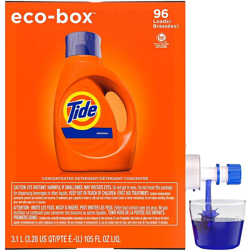 Tide HE Liquid Laundry Detergent Eco-Box, Original Scent, 96 Loads, 105 oz. (89013) image 1