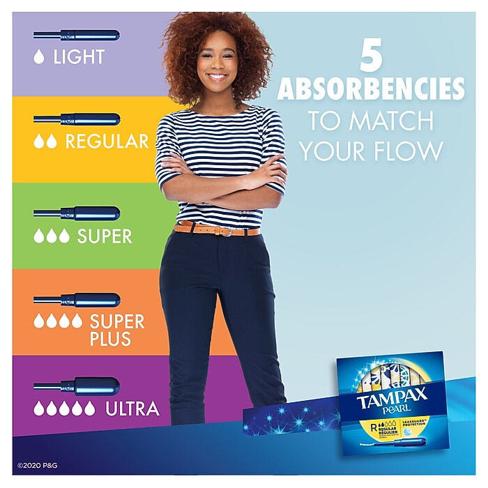 Tampax Pearl Regular Absorbency Tampons, 18/Box (00073010004542