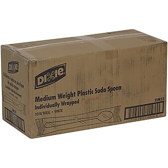 Dixie Polystyrene Soda Spoon, Medium-Weight, White, 1000/Carton (SSM23)