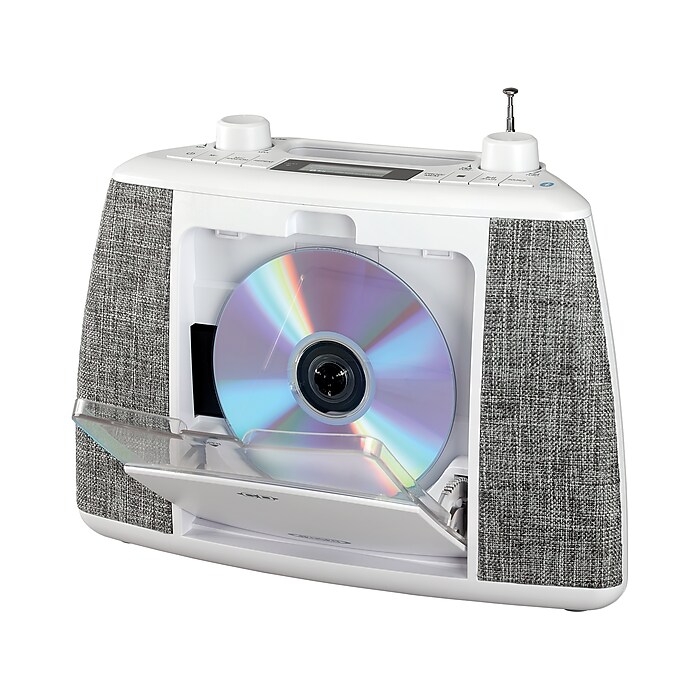 Jensen CD-565 Bluetooth CD/Radio Player, White/Gray (CD-565) | Staples
