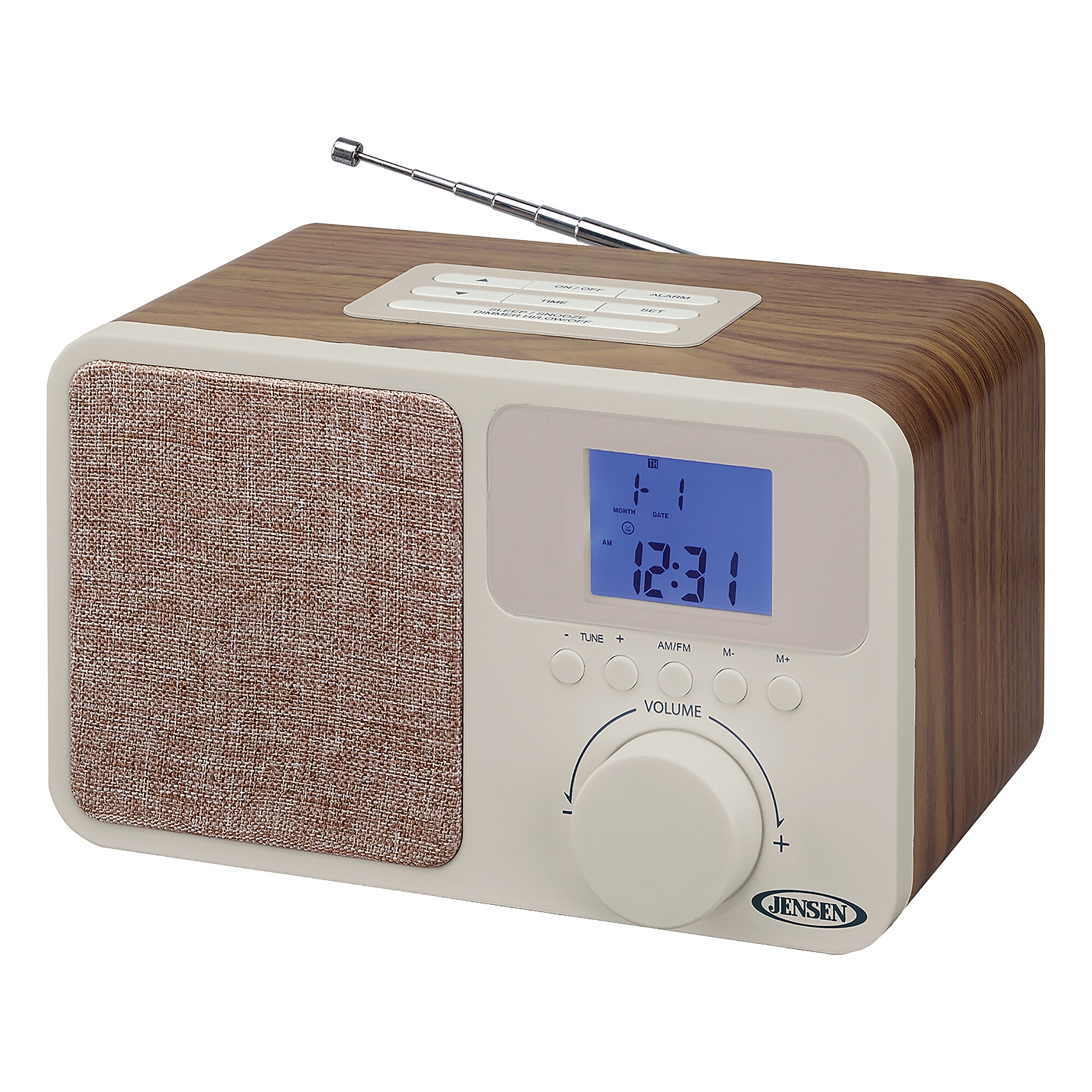 Jensen JCR-315 Digital AM/FM Dual Alarm Clock Radio, Beige/Brown Sansujyuku sansujyuku.com