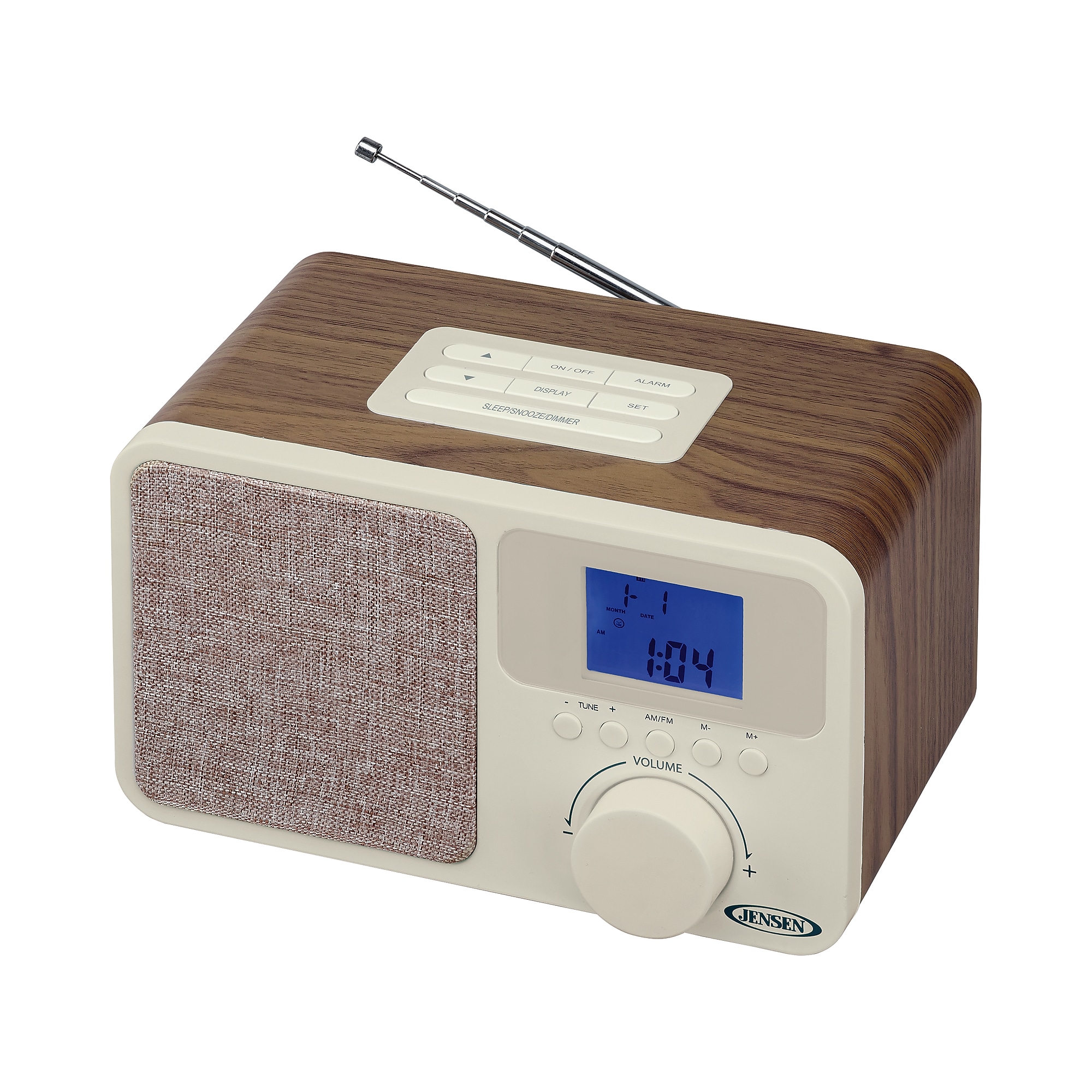 Jensen JCR-315 Digital AM/FM Dual Alarm Clock Radio, Beige/Brown Sansujyuku sansujyuku.com