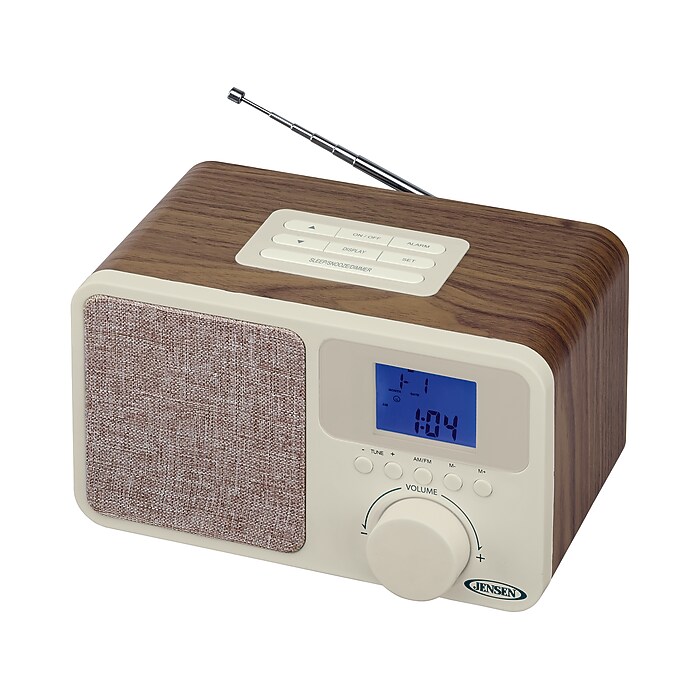 Jensen JCR-315 Digital AM/FM Dual Alarm Clock Radio, Beige/Brown