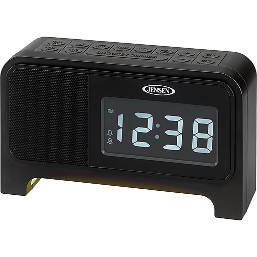 Jensen JCR350 Digital Clock Radio with Night Light, Black Staples