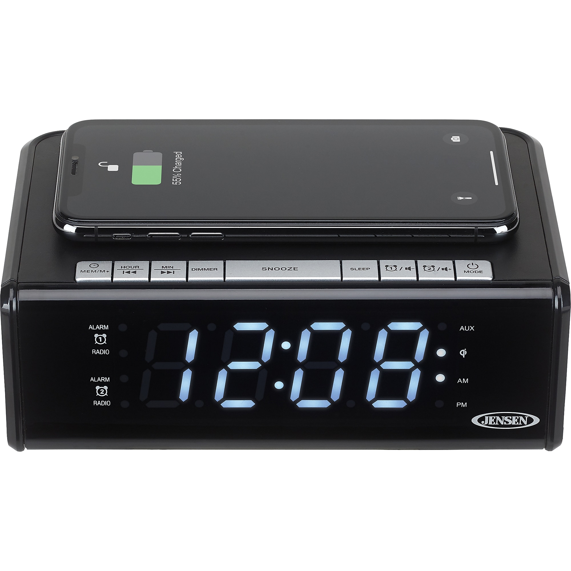 Jensen QICR-200 Dual Alarm Clock Radio with Wireless Qi Charging, Black (QICR-200) Sansujyuku sansujyuku.com