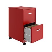 OfficeDesigns SOHO Smart 2-Drawer Vertical File Cabinet, Locking, Letter, Red, 18" (24361)