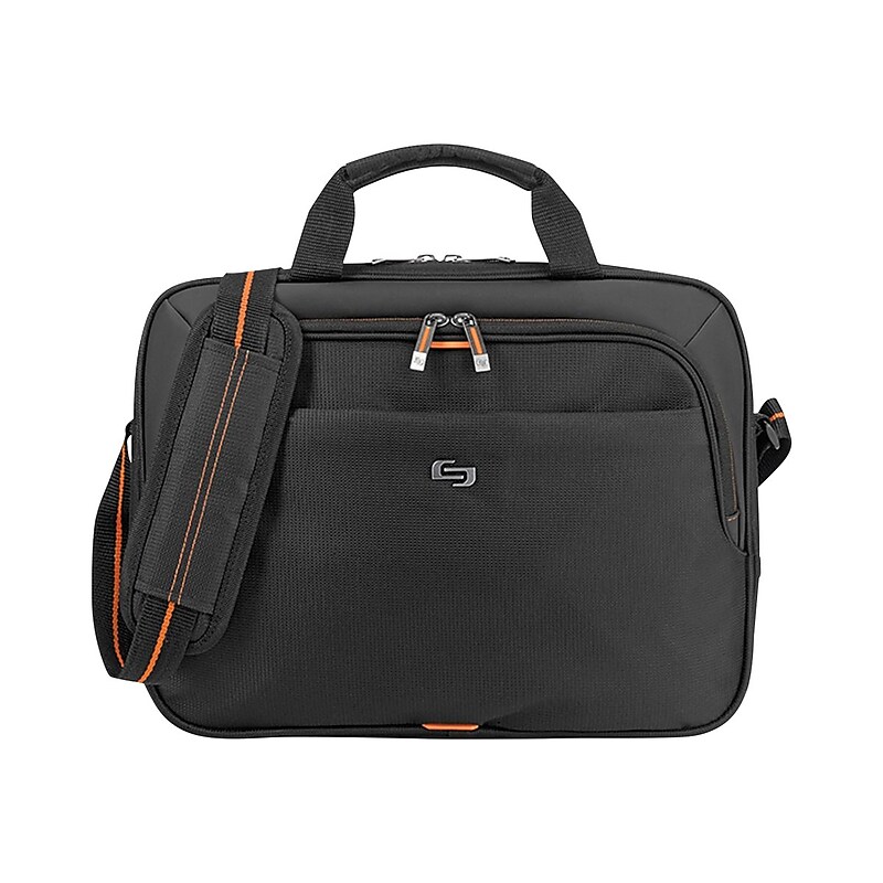 Solo New York Everyday Laptop Briefcase, Black/Orange Polyester (UBN106-4) image 1