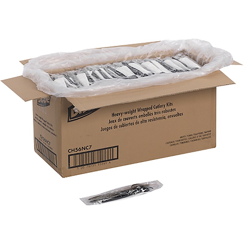 Dixie Individually Wrapped Polystyrene Cutlery Set, Heavy-Weight, Black, 250/Carton (CH56NC7) image 1