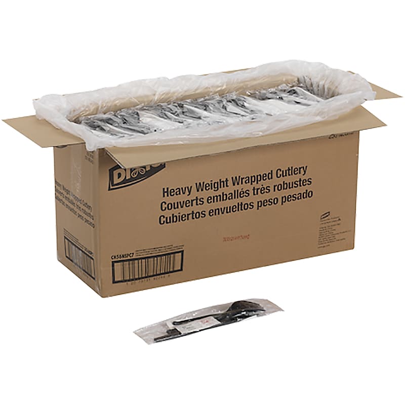 Dixie Individually Wrapped Plastic Cutlery Sets, Heavy-Weight, Black, 250/Carton (CH56NSPC7) image 1