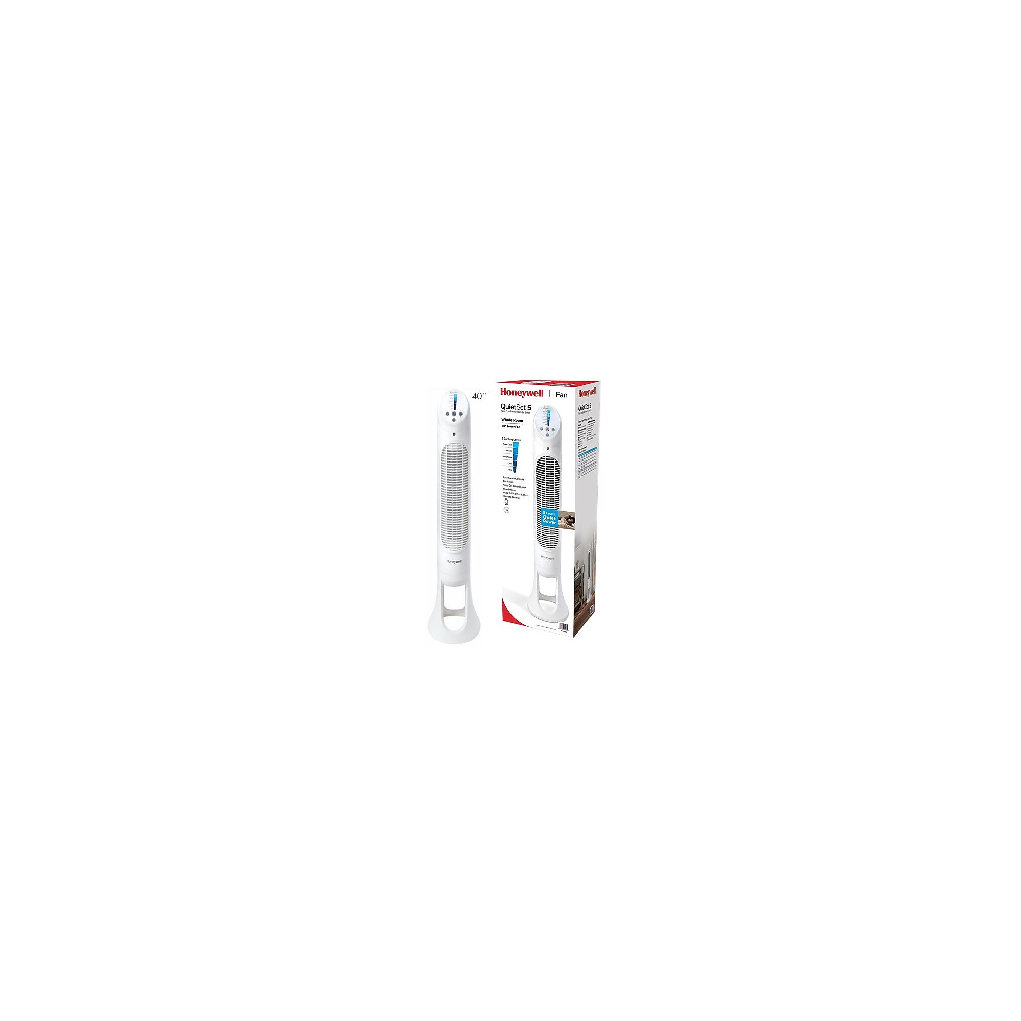 Honeywell QuietSet 40″H 5 Speed Oscillating Tower Fan, White (HYF265B) Sansujyuku sansujyuku.com