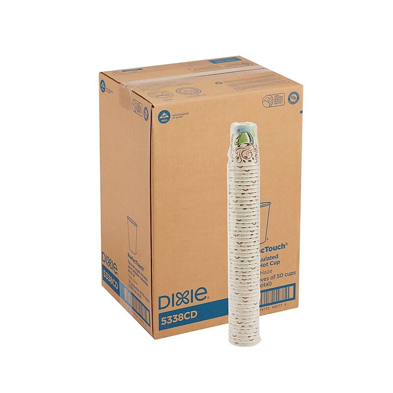 Dixie PerfecTouch Insulated Paper Hot Cups, 8 oz., Coffee Haze, 1000/Carton (5338CD) image 1