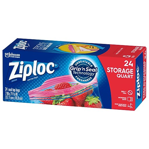 Ziploc Medium Storage Bags, 1 Qt., 24/Carton (314466) at Staples