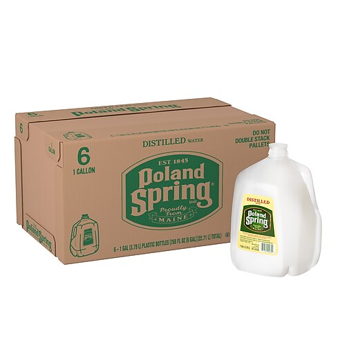 Poland Spring Distilled Water, 1gallon Plastic Jug, 6