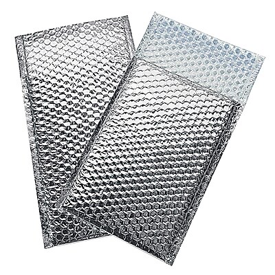 thumbnail image 2 of 000 Glamour Metallic Silver Poly Bubble Mailers 4x8 Extra Wide – ProLine Pack Of 100? 2 of 5