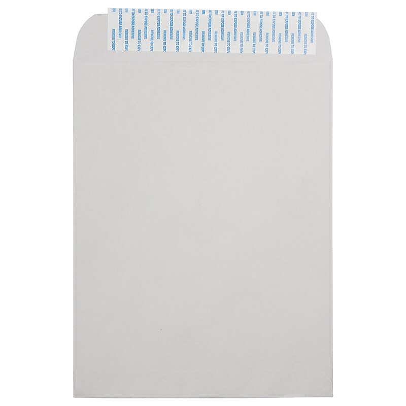 JAM PAPER 10 x 13 Open End Recycled Envelopes with Peel and Seal Closure, Light Grey, 50/pack (284317030B) image 1