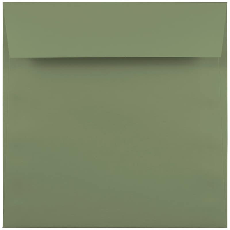 JAM PAPER Premium Invitation Envelopes, 6 1/2" x 6 1/2", Olive Green, 25/Pack (187021) image 1