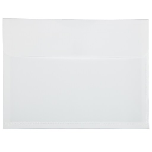 8 7/8 x 12 JAM PAPER Plastic Envelopes with Tuck Flap Closure Clear Letter Booklet 12/Pack 