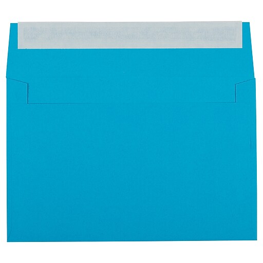 JAM PAPER A9 Colored Invitation Envelopes with Peel & Seal Closure, 5 3/4 x 8 3/4, Blue Recycled