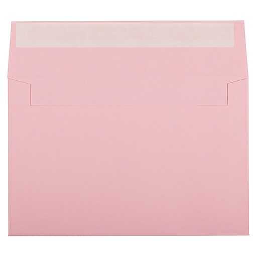 JAM PAPER A9 Colored Invitation Envelopes with Peel & Seal Closure, 5 3/4 x 8 3/4, Light Pink
