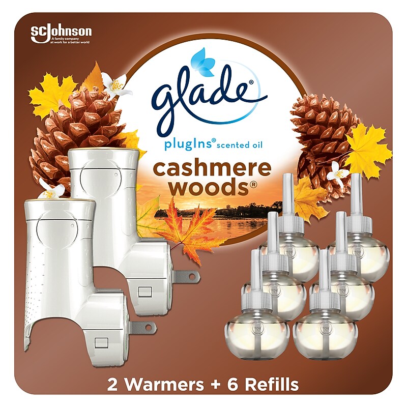 Glade PlugIns Scented Oil Warmers & Refills, Cashmere Woods Scent, 0.67 Oz., 8/Pack (328607) image 1