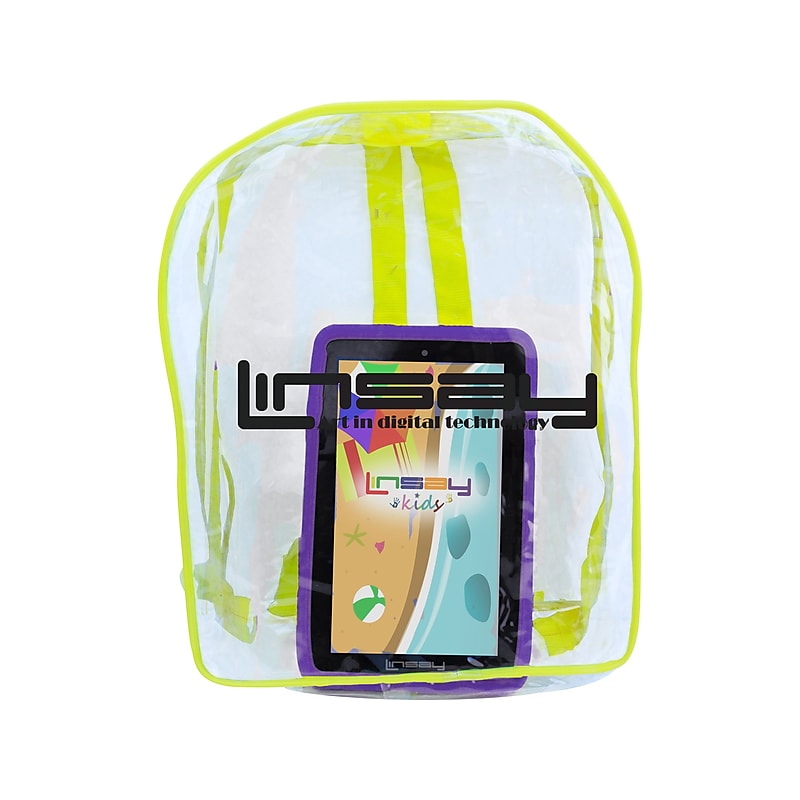 Linsay 7" Tablet with Purple Kids' Defender Case & Backpack, WiFi, 2GB RAM, 64GB Storage, Android 13, Purple (F7XHDKIDSBAGP) image 1