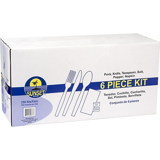 Sunset Plastic Cutlery Set, White, 250/Pack (60000201) at Staples