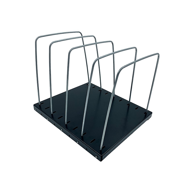 Huron Vertical 4-Compartment Steel File Organizer, Black (HASZ0155) image 1