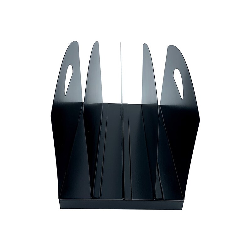 Huron Vertical 4-Compartment Steel File Organizer, Black (HASZ0169) image 1